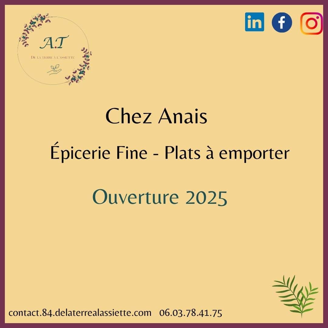 Publication Chez Anais - Épicerie fine, plat à emporter . ouverture 2025